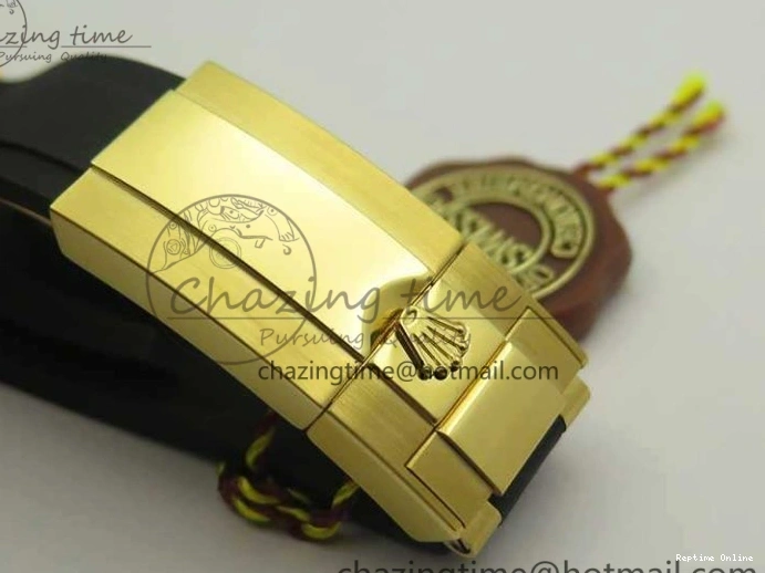 0522 Chic Daytona 116518LN YG JH Best Black Gold Dial On Rubber Strap A4130 (Free XS Rubber ) 3458